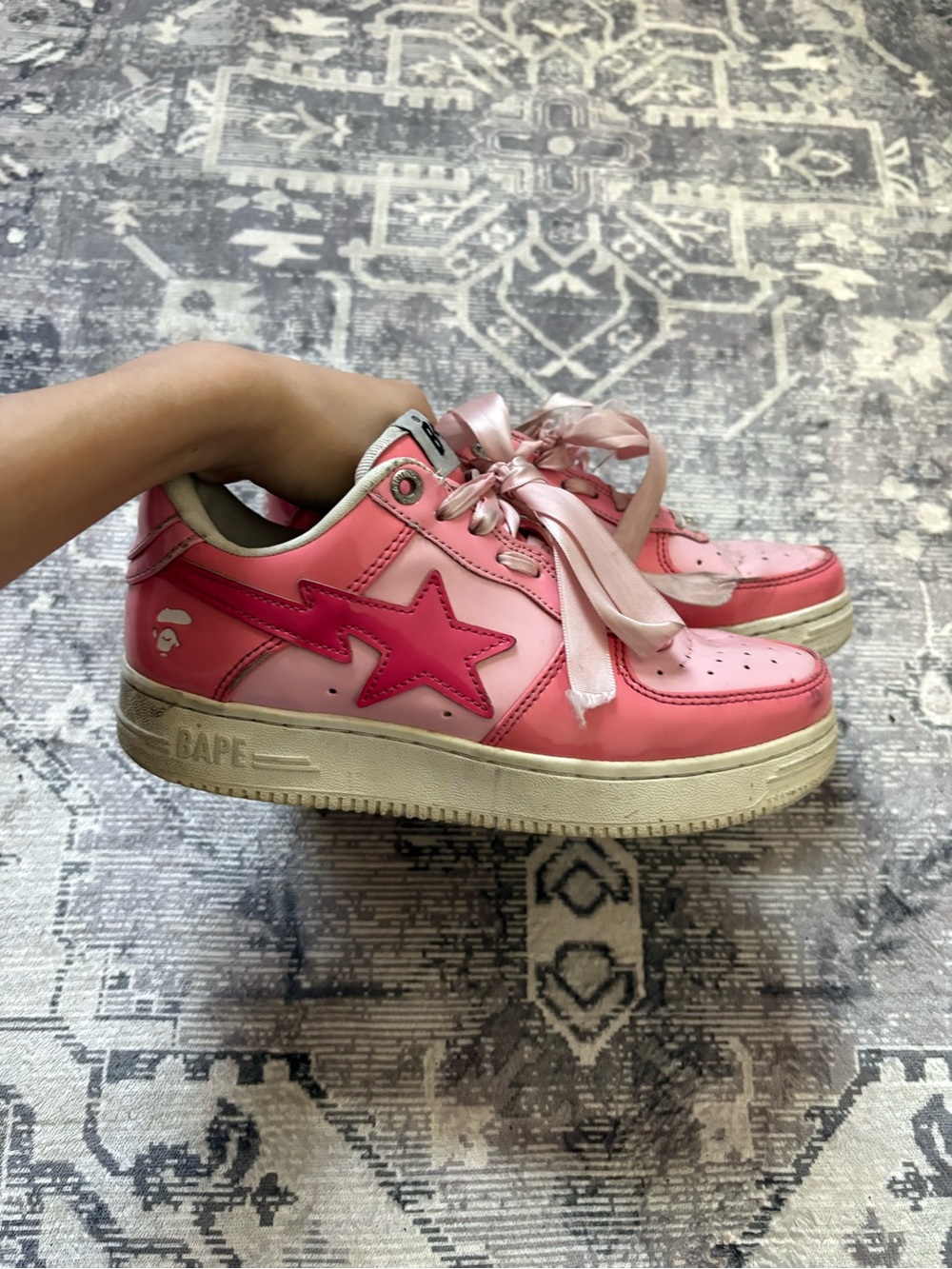 Bape Women Pink BAPE STA Low Top Sneakers with Hot Pink detail